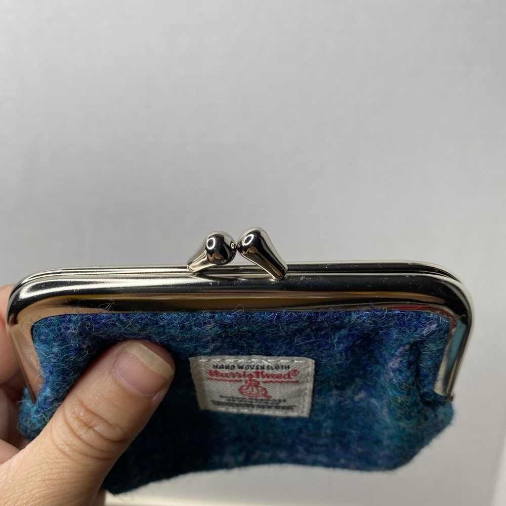 Harris Tweed Wool Tartan Small Coin/Card Purse Multi-Colored Blue Tones - Picture 11 of 11